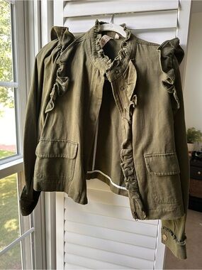 dolan Olive Ruffle-Trim Utility Jacket - Anthropologie